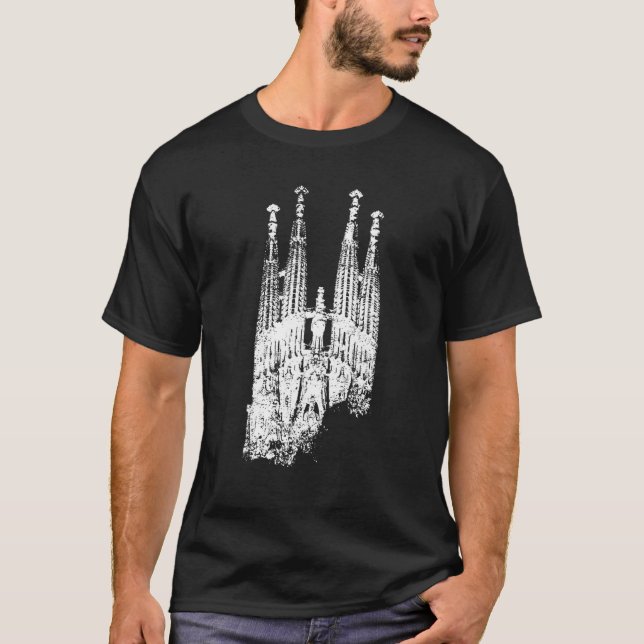 Sagrada Familia Vintage Skyline Spanien Fan Ich li T-Shirt (Vorderseite)