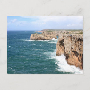 Sagres Algarve - raue Küstenlinie Postkarte