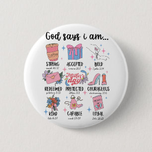 sagt, ich bin Mütter Tag Christlich Motivation Mam Button