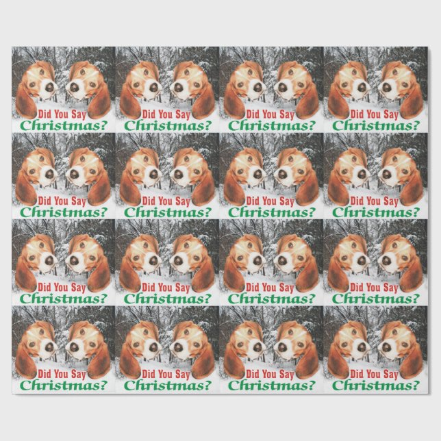 Sagten Sie Weihnachten? Beagle-Verpackungs-Papier Geschenkpapier (Flach)