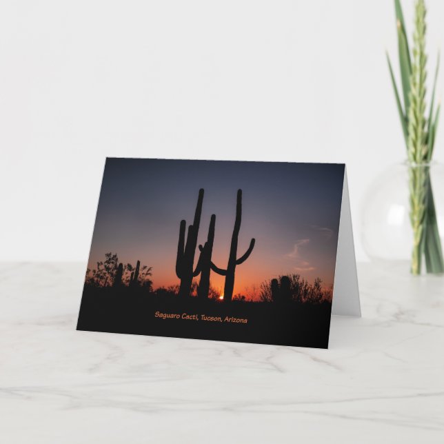 Saguaro Cacti bei Sonnenuntergang Karte (Vorderseite)