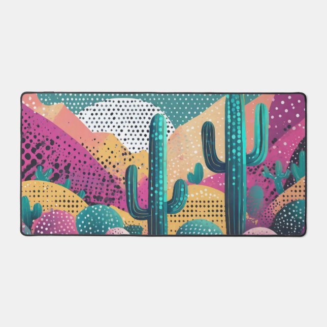 Saguaro cacti im landschaftlich gepunkteten Hinter Schreibtischunterlage (Vorderseite)