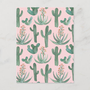 Saguaro Cactus Aloe Watercolor Muster Einfaches De Postkarte