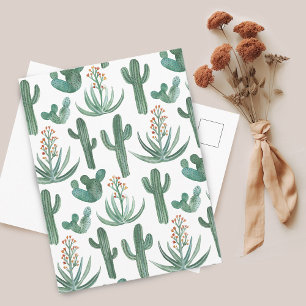 Saguaro Cactus Aloe Watercolor Muster Einfaches De Postkarte
