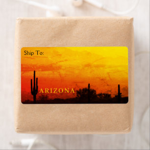Saguaro Cactus Arizona Sunset Red Orange & Yellow
