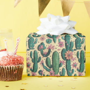 Saguaro Cactus Floral Seamless Pattern Geschenkpapier