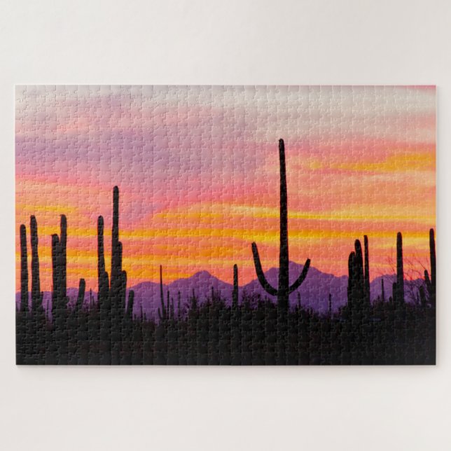 Saguaro Cactus Forest at Sunset Puzzle (Horizontal)