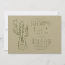 Saguaro Cactus Hand Drawn Green Baby Shower