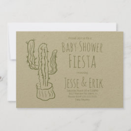 Saguaro Cactus Hand Drawn Green Baby Shower Einladung
