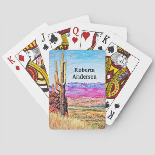 Saguaro Cactus Lila Mountians Blue Lake Arizona Spielkarten