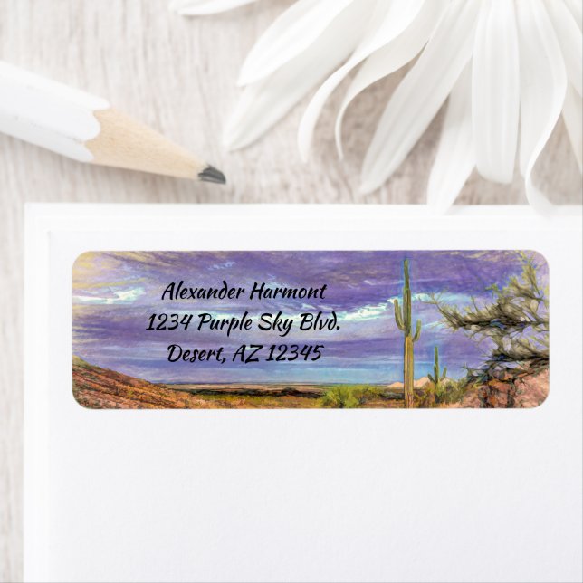 Saguaro Cactus Lila Sky Arizona Wüstenansicht (Insitu)