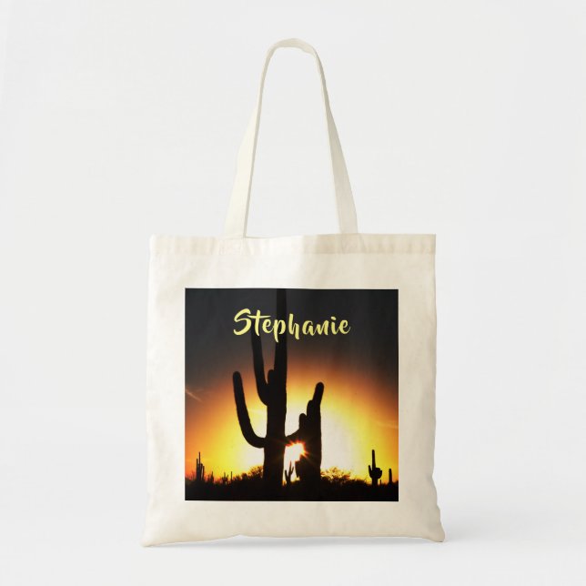 Saguaro Cactus mit Personalisiertem Namen Tragetasche (Vorne)