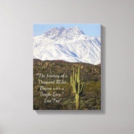 Saguaro Cactus Snow Capped Mountains Arizona USA Leinwanddruck