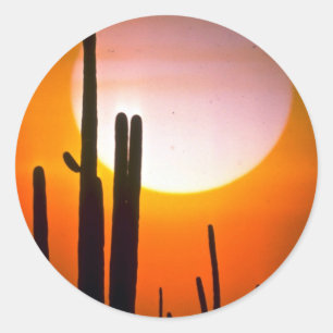 Saguaro cactus, Sonoran Desert, Wüste Runder Aufkleber