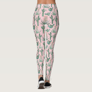 Saguaro Cactus Succulents Watercolor Leggings