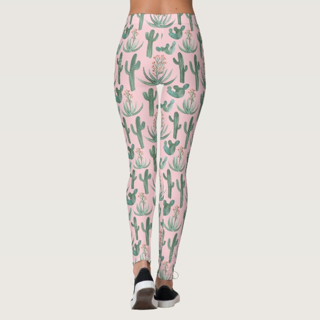 Saguaro Cactus succulents Watercolor Leggings (Rückseite)