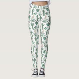 Saguaro Cactus succulents Watercolor Leggings