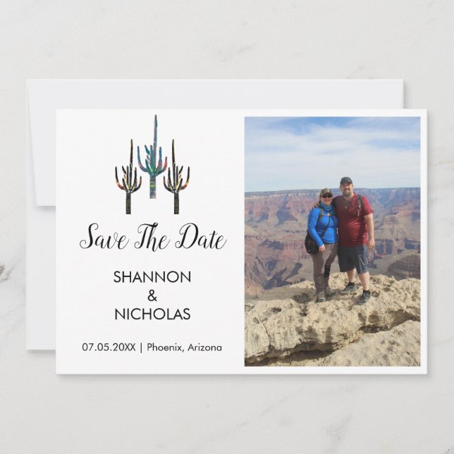 Saguaro Cactus Verlobung Foto Save the Date (Vorderseite)
