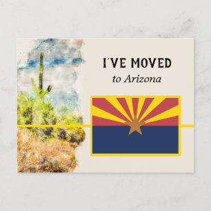 Saguaro Cactus Watercolor Arizona Flag I Moved Ankündigungspostkarte
