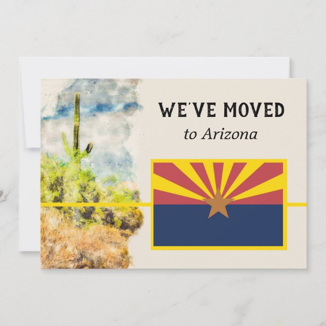 Saguaro Cactus Watercolor Arizona Flag Moving Ankündigung (Vorderseite)