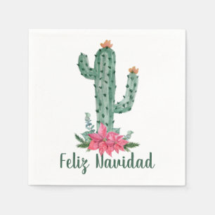 Saguaro Christmas Cactus Feliz Navidad Serviette