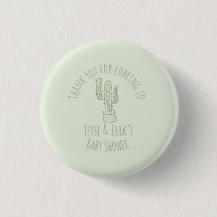 Saguaro Kactus Hand gezeichnete grüne Babyparty    Button