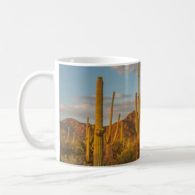 Saguaro-Kakteen bei Sonnenuntergang, Arizona Tasse (Links)