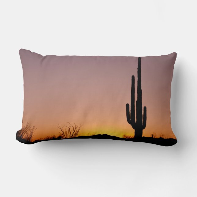 Saguaro-Kaktus am Sonnenuntergang Lendenkissen (Vorderseite)