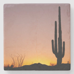 Saguaro-Kaktus am Sonnenuntergang Steinuntersetzer
