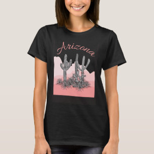 Saguaro-Kaktus Arizona-Wüsten-Szene Korallenrosa T-Shirt