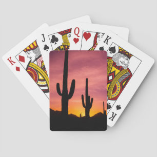 Saguaro-Kaktus bei Sonnenaufgang, Arizona Spielkarten