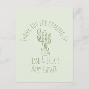 Saguaro-Kaktus handgezeichnet Baby-Shower grün     Postkarte