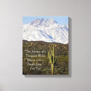 Saguaro Kaktus Schnee bedeckte Berge Arizona USA Leinwanddruck