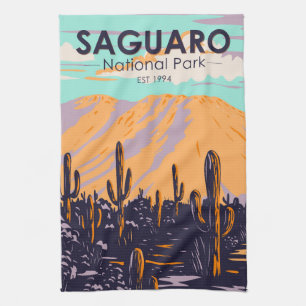 Saguaro National Park Arizona Wasson Peak Vintage Geschirrtuch