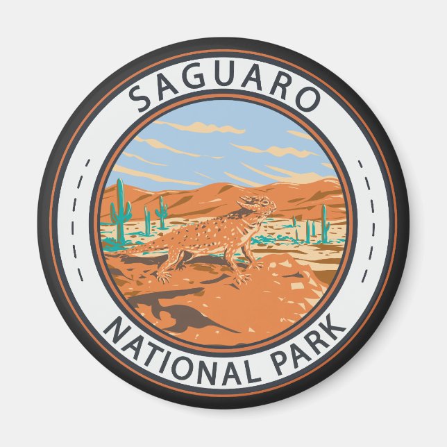 Saguaro National Park Horned Lizard Circle Magnet (Vorne)