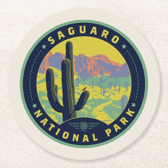 Saguaro National Park Runder Pappuntersetzer (Vorderseite)