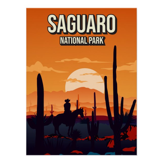 Saguaro National Park Sunset Nature Landscape Trav Poster (Vorderseite)