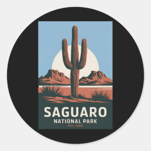 Saguaro National Park Vintage Camping Wandern Männ Runder Aufkleber