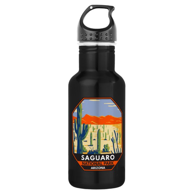 Saguaro Nationalpark Arizona Riesenkaktus Vintag Edelstahlflasche (Vorderseite)