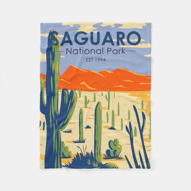 Saguaro Nationalpark Arizona Riesenkaktus Vintag Fleecedecke (Vorderseite)
