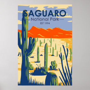 Saguaro Nationalpark Arizona Riesenkaktus Vintag Poster