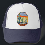 Saguaro Nationalpark Arizona Riesenkaktus Vintag Truckerkappe<br><div class="desc">Saguaro Vektorgrafik Design. Der Park ist nach dem großen Saguaro-Kakteen benannt,  das in seiner Wüstenlandschaft beheimatet ist.</div>