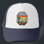 Saguaro Nationalpark Arizona Riesenkaktus Vintag Truckerkappe<br><div class="desc">Saguaro Vektorgrafik Design. Der Park ist nach dem großen Saguaro-Kakteen benannt,  das in seiner Wüstenlandschaft beheimatet ist.</div>