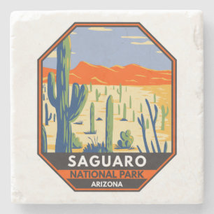 Saguaro-Nationalpark Arizona Riesenkaktus Vintage Steinuntersetzer