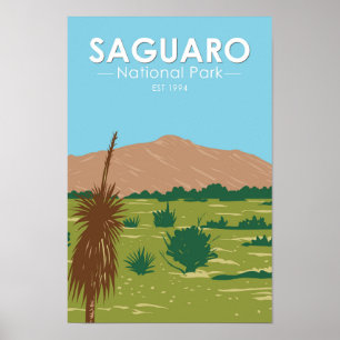 Saguaro Nationalpark Arizona Rincon Vintager Gipfe Poster