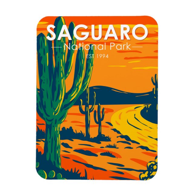 Saguaro Nationalpark Arizona Vintag Magnet (Vertikal)