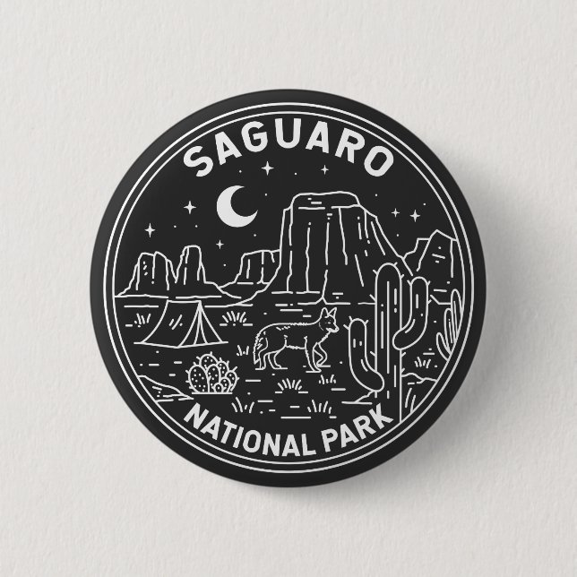 Saguaro Nationalpark Arizona Vintag Monoline Button (Vorderseite)