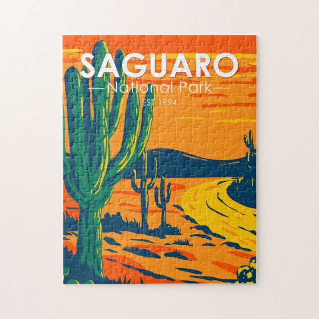 Saguaro Nationalpark Arizona Vintag Puzzle (Vertikal)