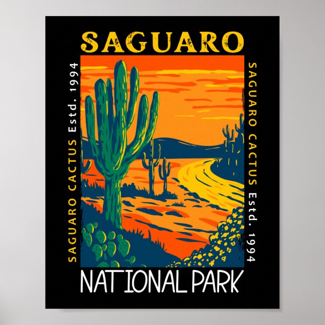 Saguaro Nationalpark Arizona Vintag stört Poster (Vorne)