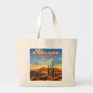 Saguaro Nationalpark Arizona Wüste Kaktus Retro Jumbo Stoffbeutel